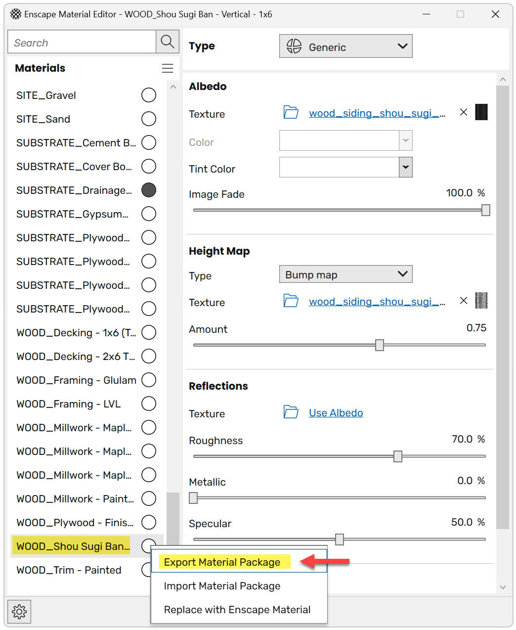 Enscape 材质库导出材质包